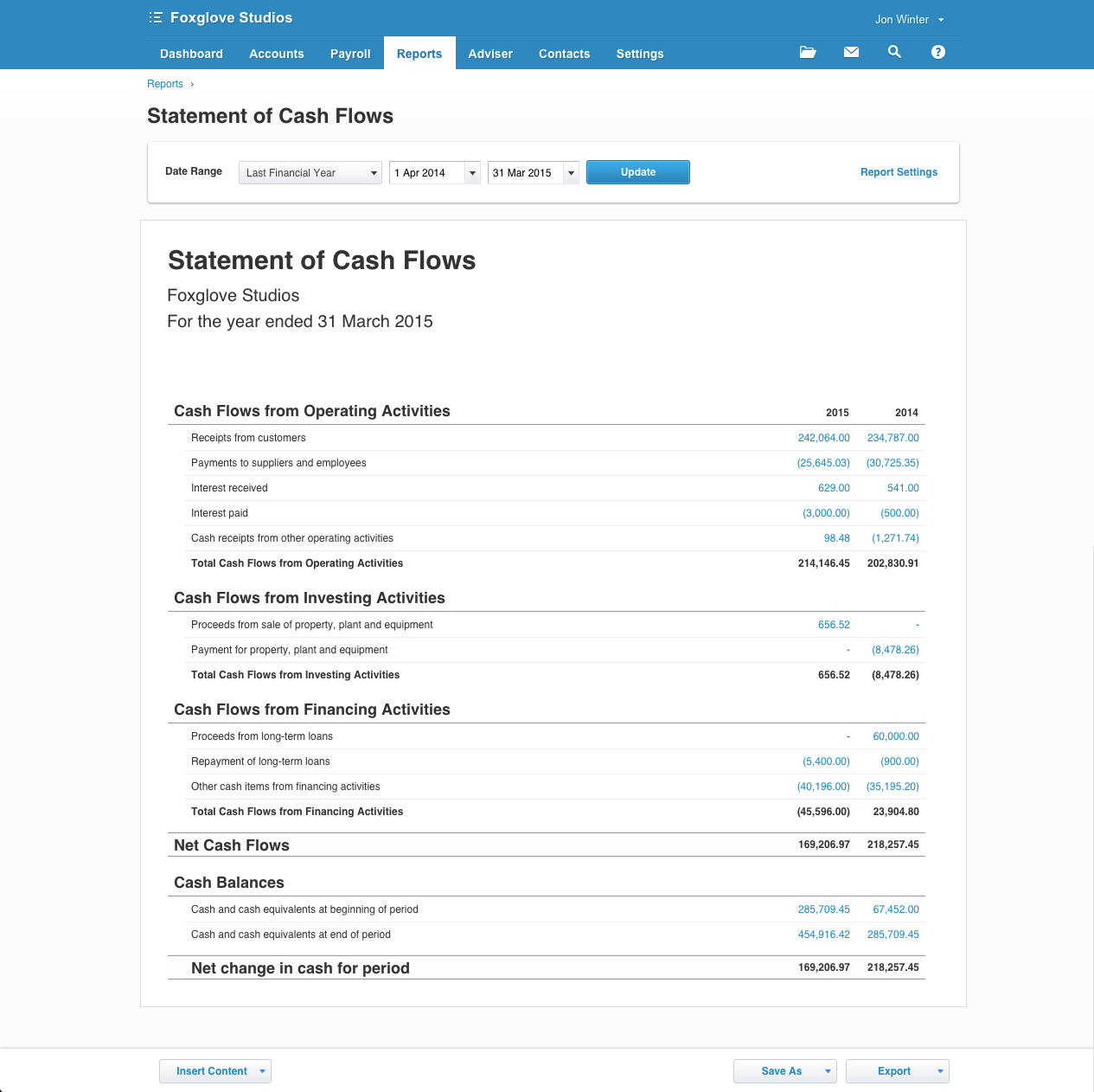 Statement Of Cash Flows For Business | Xero Blog Inside Cash Position Report Template