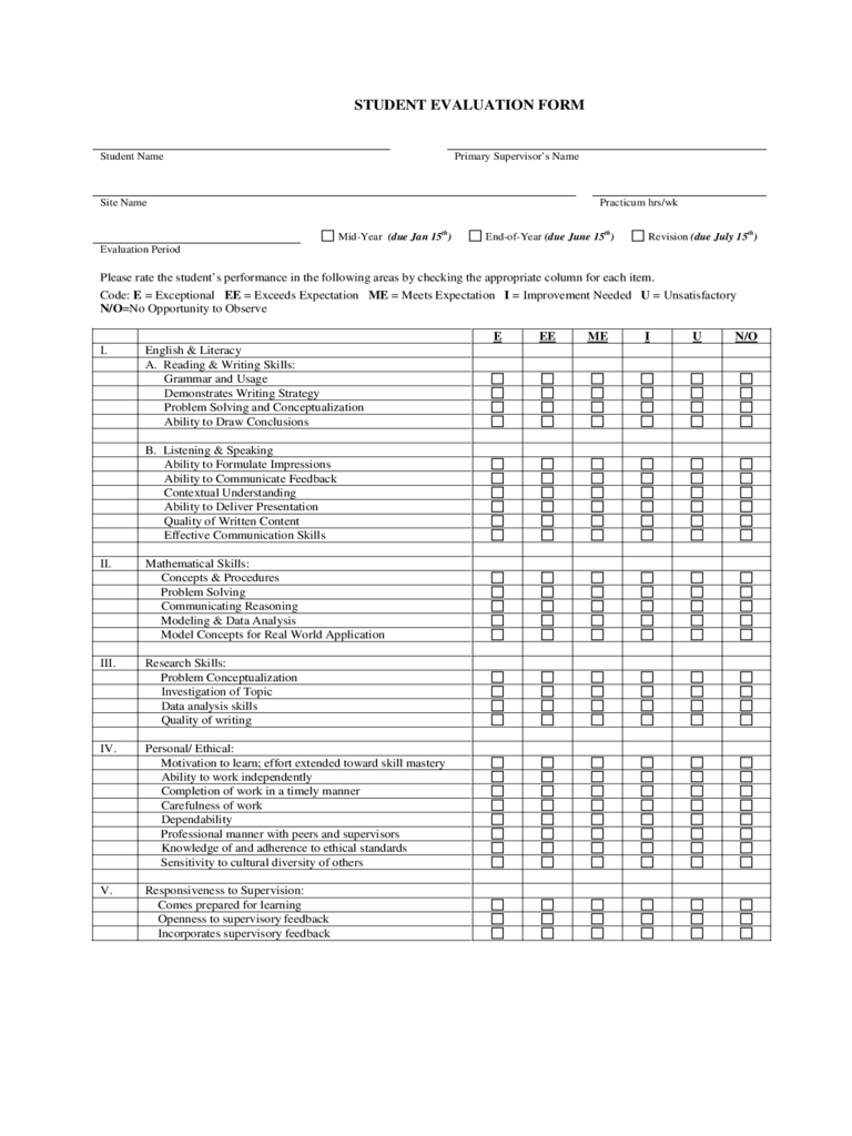 Student Evaluation Form – 3 Free Templates In Pdf, Word In Student Feedback Form Template Word