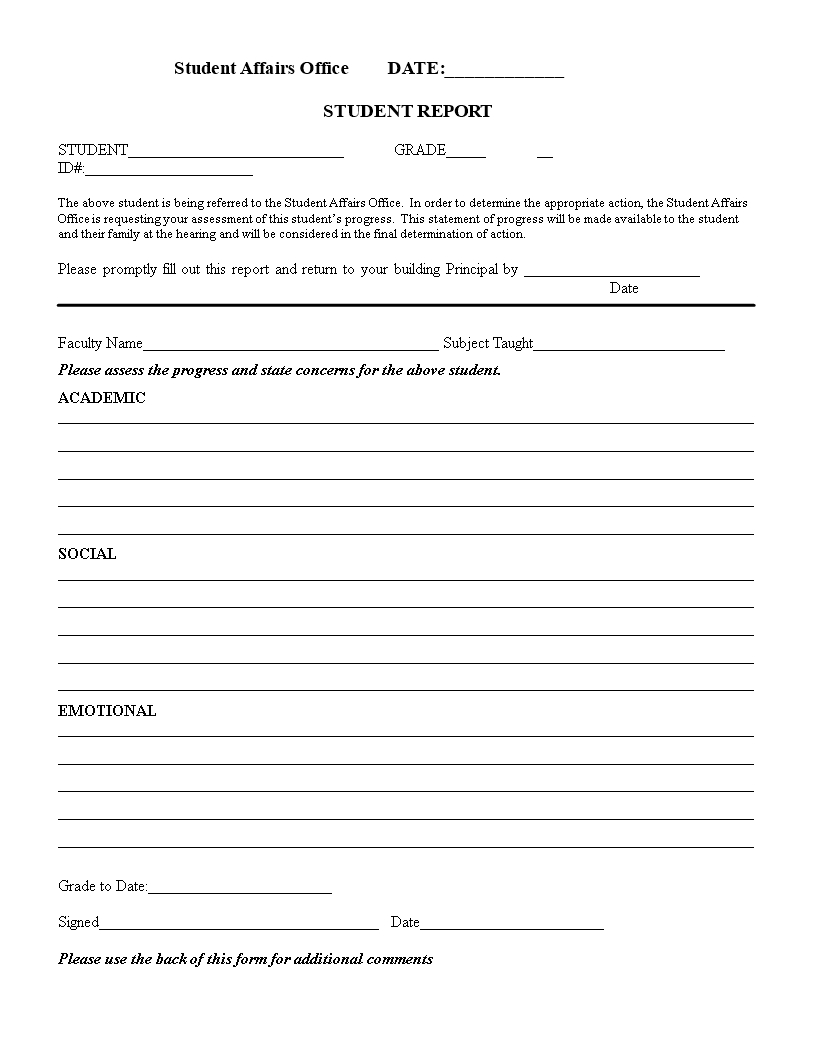 Student Evaluation Report | Templates At Inside Student Grade Report Template
