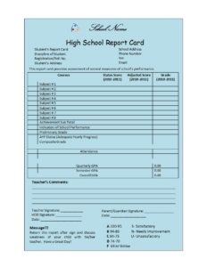 Student Report Template pertaining to High School Student Report Card Template