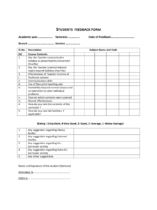 Students Feedback Form - 2 Free Templates In Pdf, Word intended for Student Feedback Form Template Word