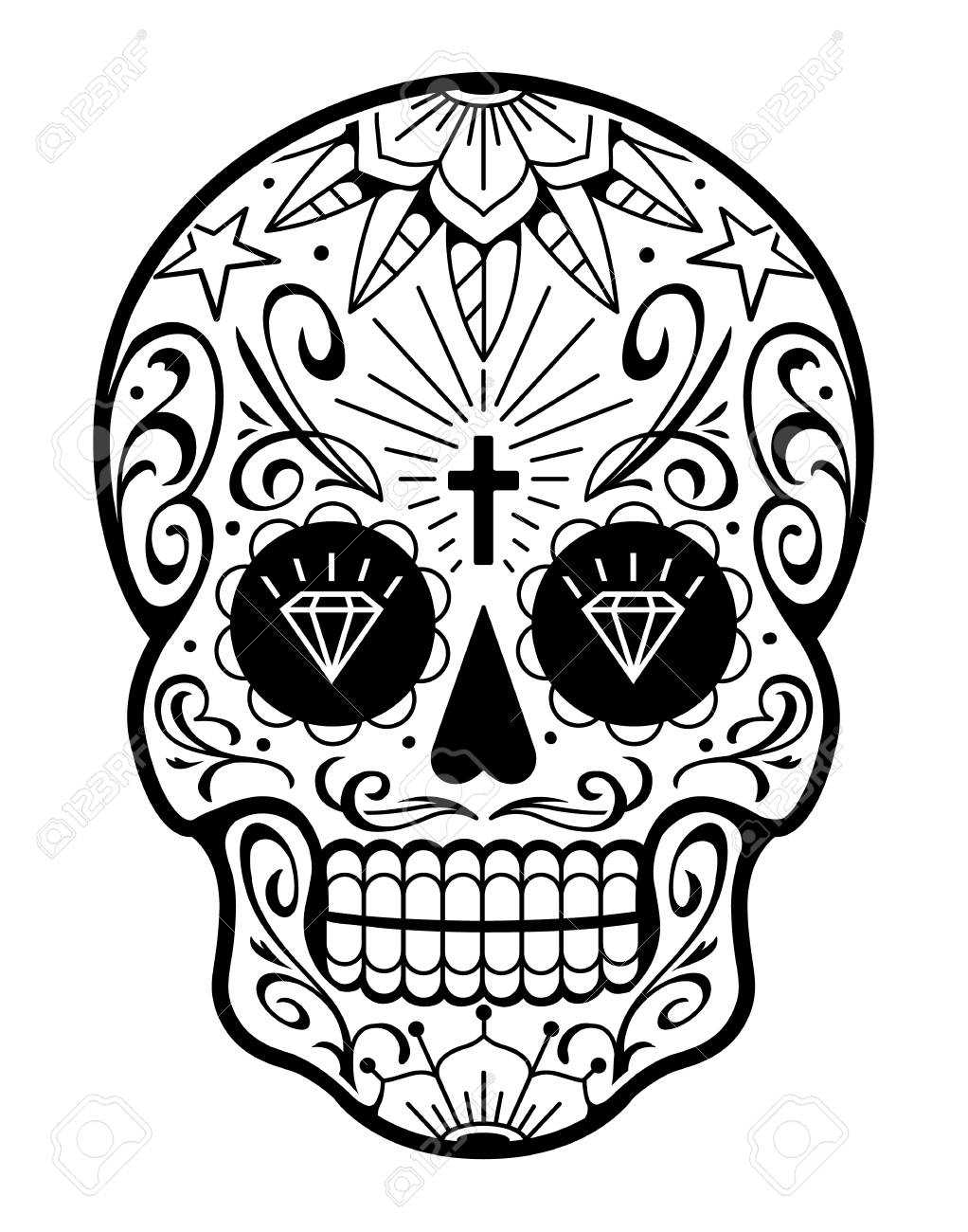 Sugar Skull Template – Tomope.zaribanks.co Inside Blank Sugar Skull Template
