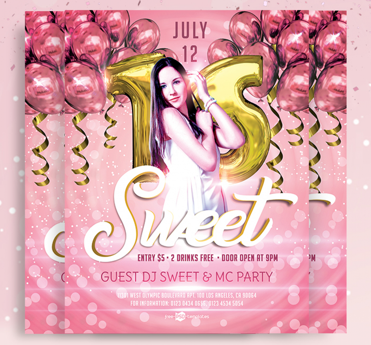Sweet 16 Birthday Party Flyer Psd Template – Mockup Free For Sweet 16 Banner Template