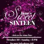 Sweet Sixteen Glitter Party Invitation Flyer Template Design For Sweet 16 Banner Template