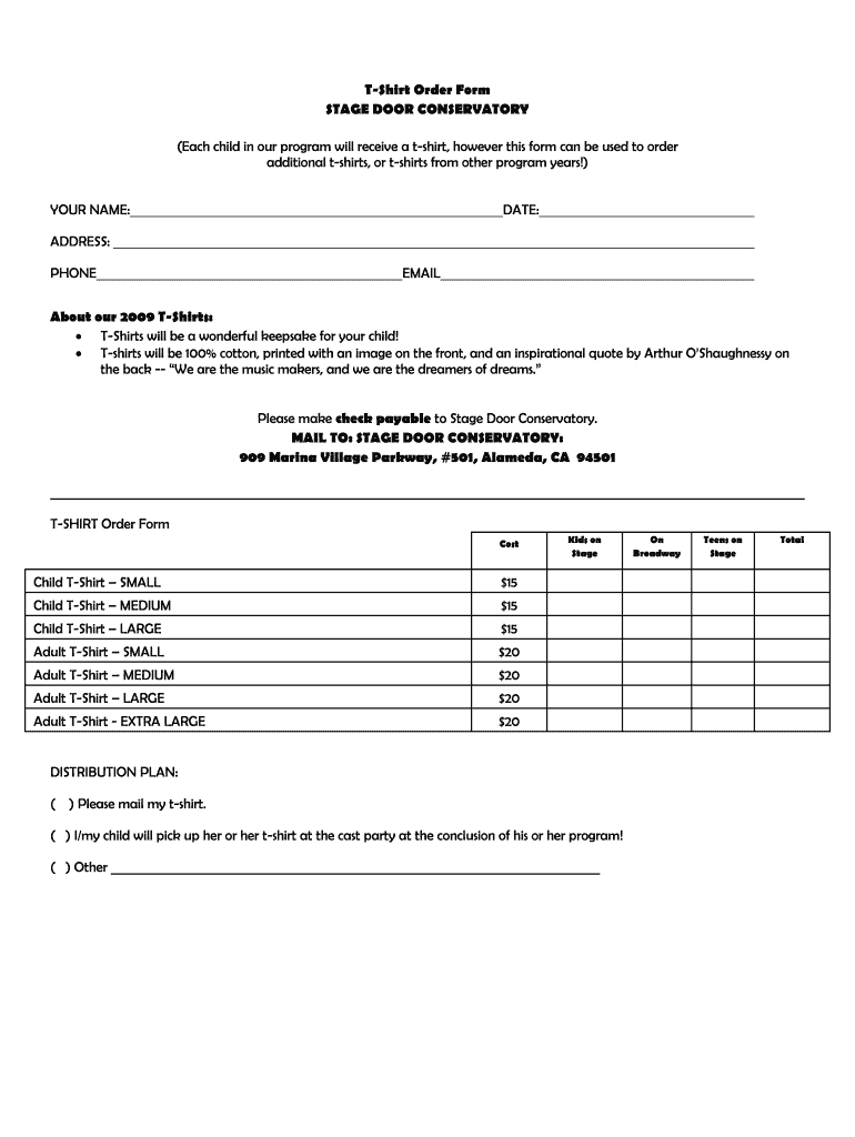 T Shirt Order Form Template – Fill Online, Printable For Blank T Shirt Order Form Template