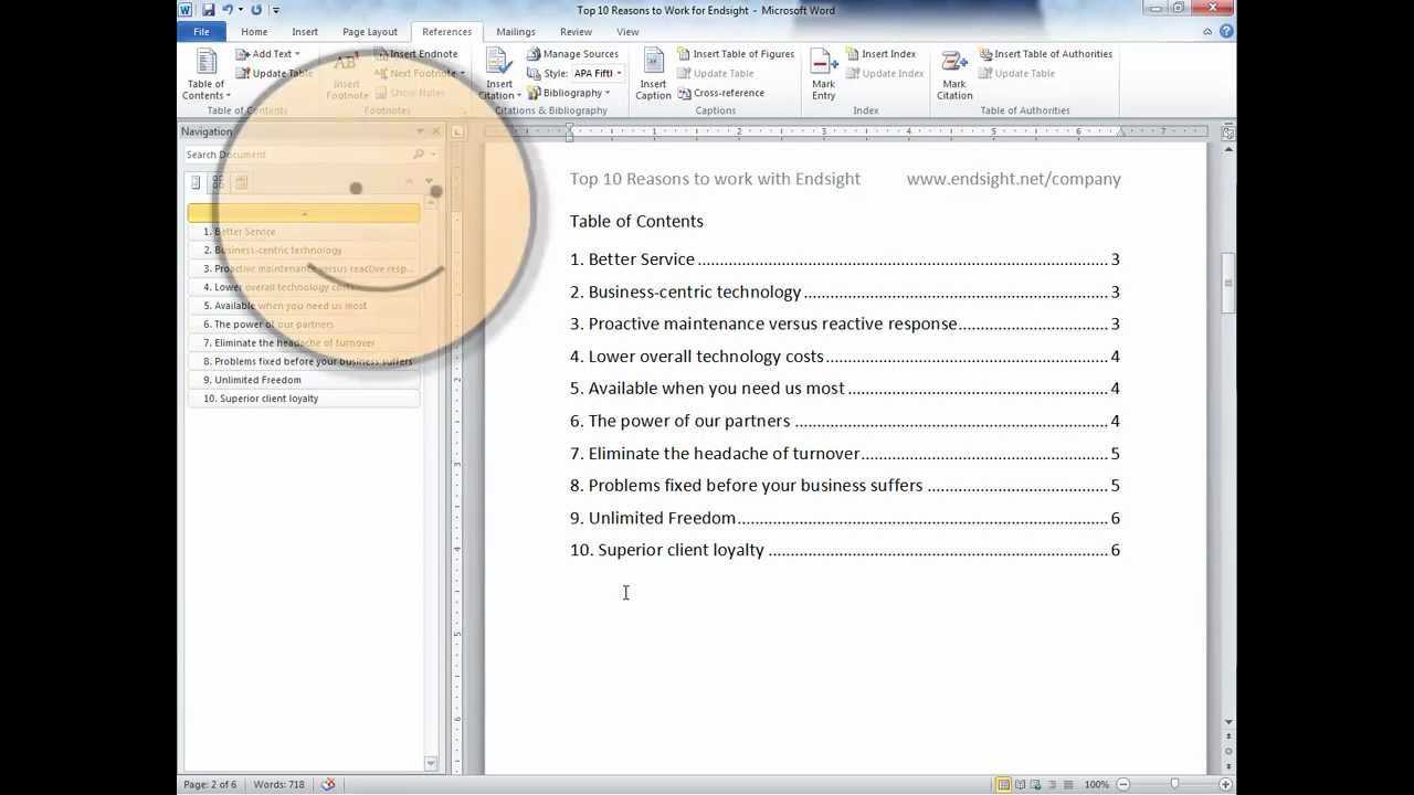 Table Of Contents In Word Inside Word 2013 Table Of Contents Template