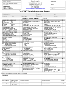 Taxi Tnc Vehicle Inspection Report - Fill Online, Printable for Vehicle Inspection Report Template
