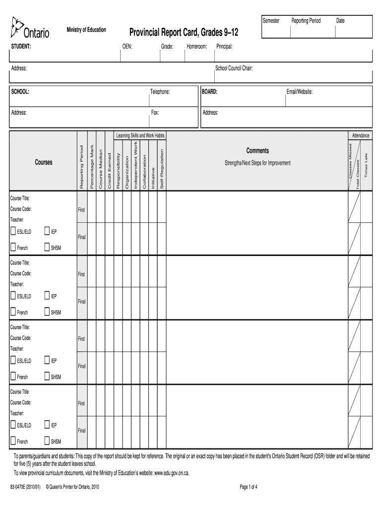 Tdsb Report Card Pdf – Fill Online, Printable, Fillable Regarding Blank Report Card Template