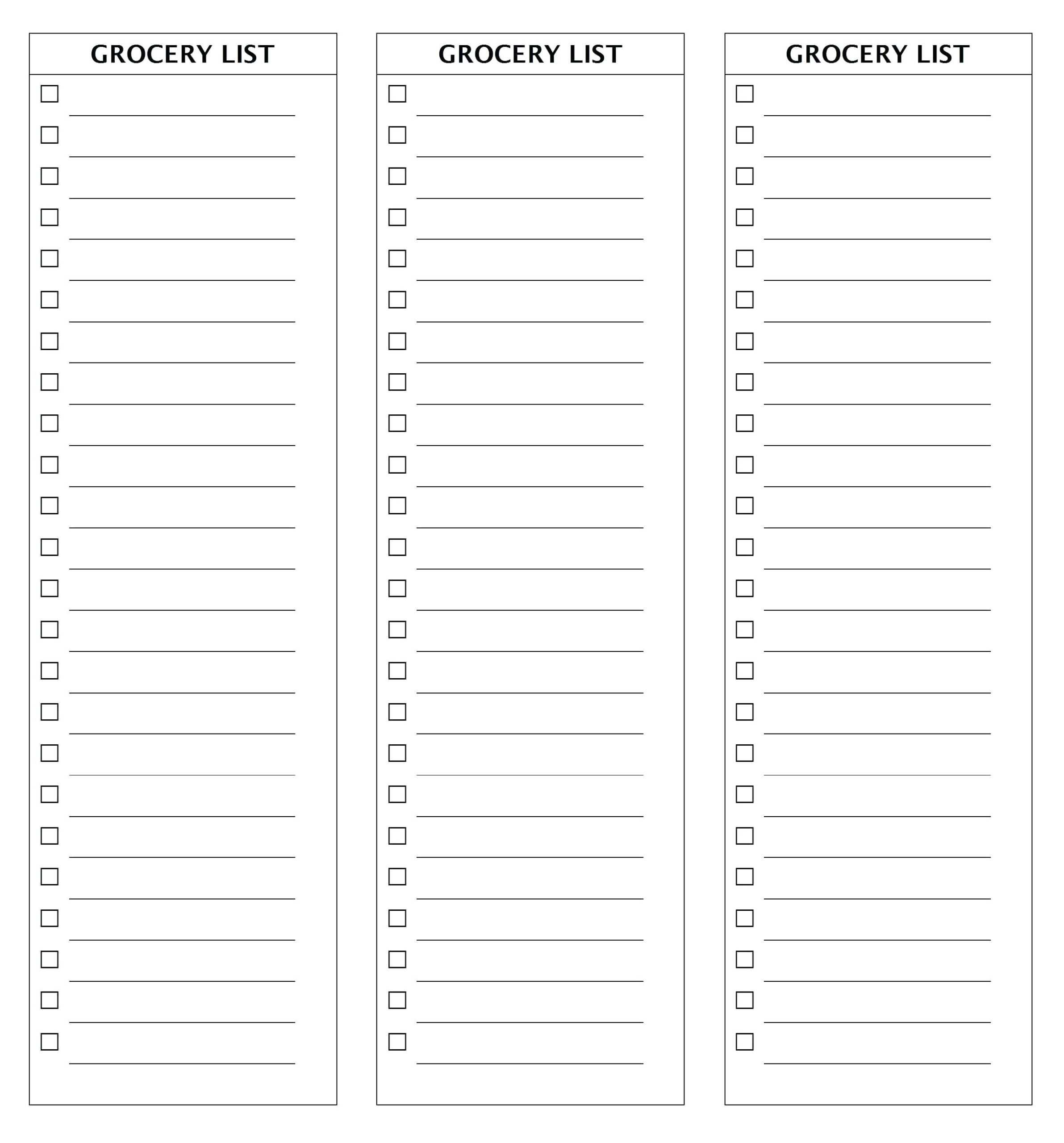 Template For Grocery Shopping Checklist – Bestawnings For Blank Grocery Shopping List Template