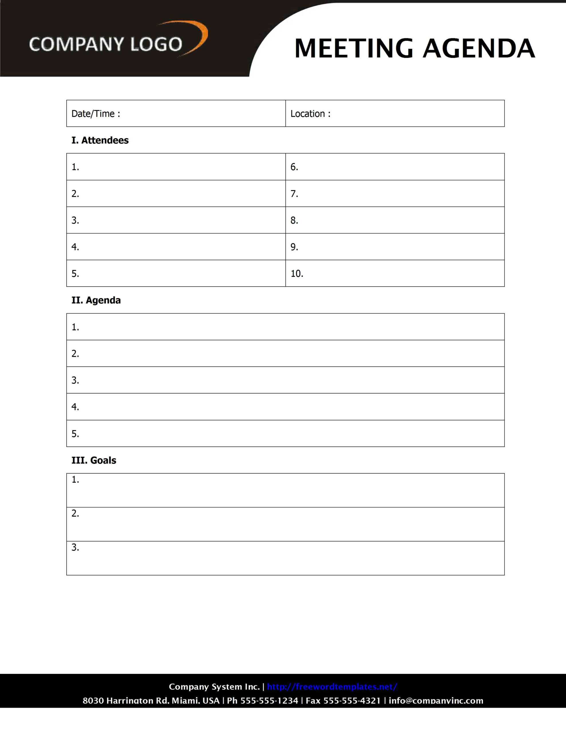 Templates Of Meeting Agenda Sd1 Style With Agenda Template Word 2010