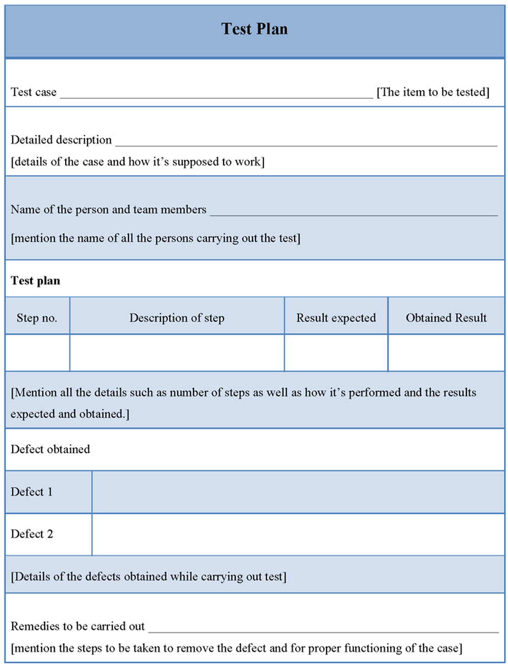 Test Plan Template Format, Sample Of Test Plan Template Within Test Template For Word
