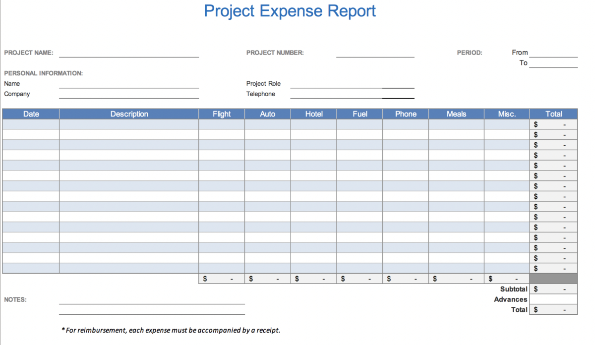 Expense Report Template Excel 2010