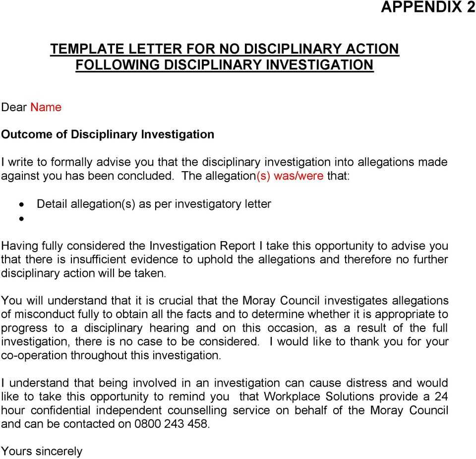 The Moray Council Disciplinary Procedures – Pdf Free Download Pertaining To Investigation Report Template Disciplinary Hearing
