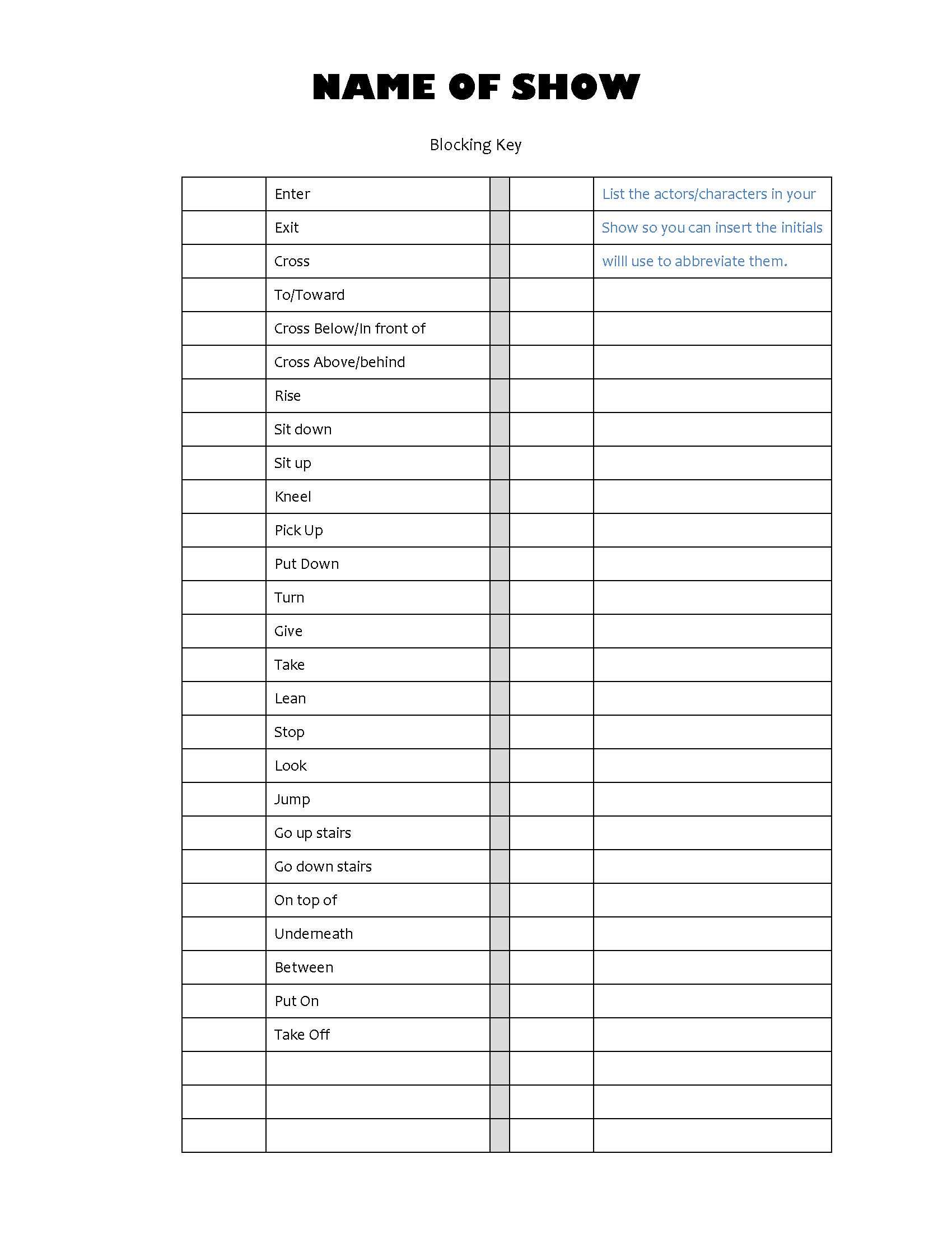The Stage Manager's Toolkit Inside Rehearsal Report Template