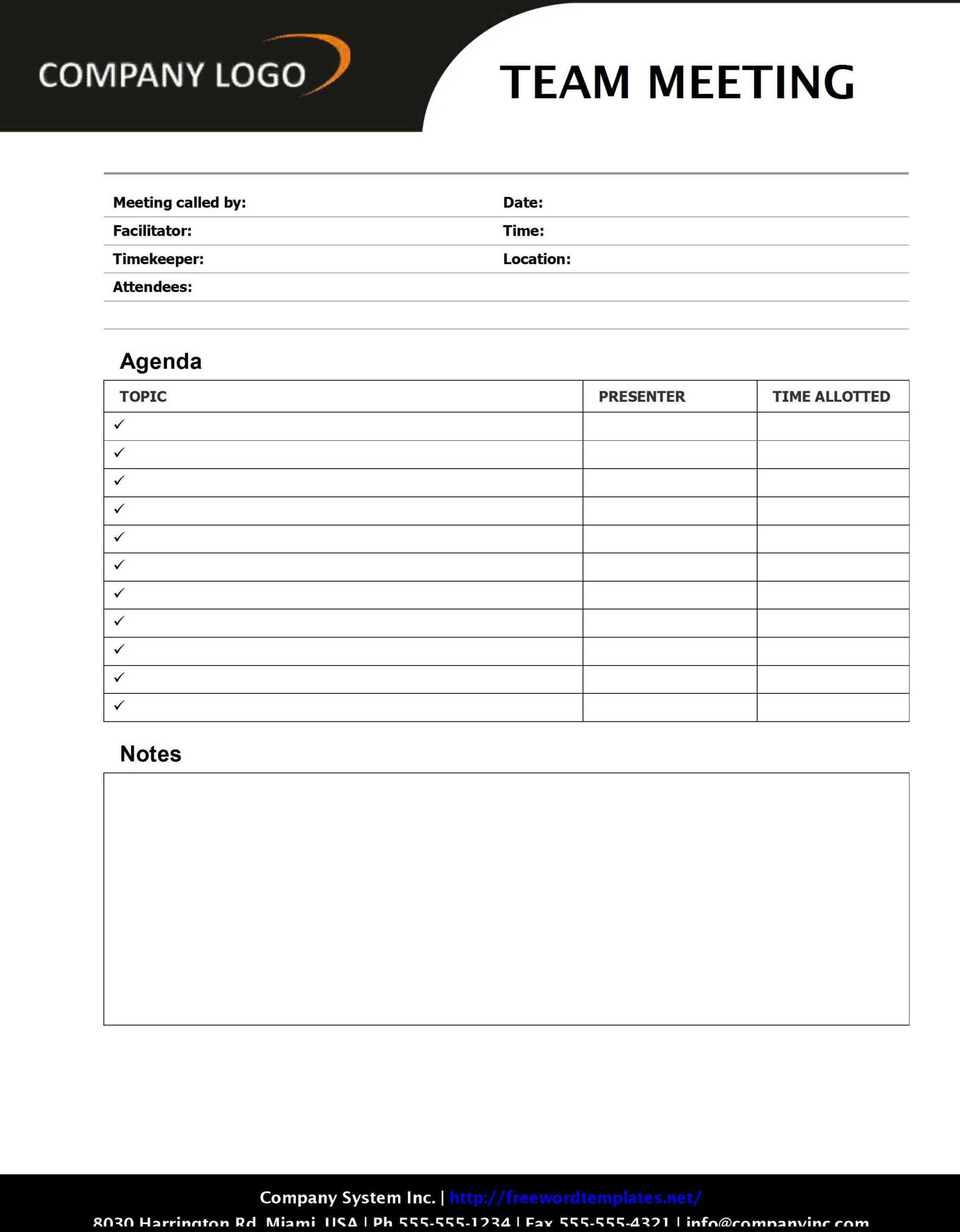 This Is A Team Meeting Agenda Template Which Will Guide You In Free Meeting Agenda Templates For Word