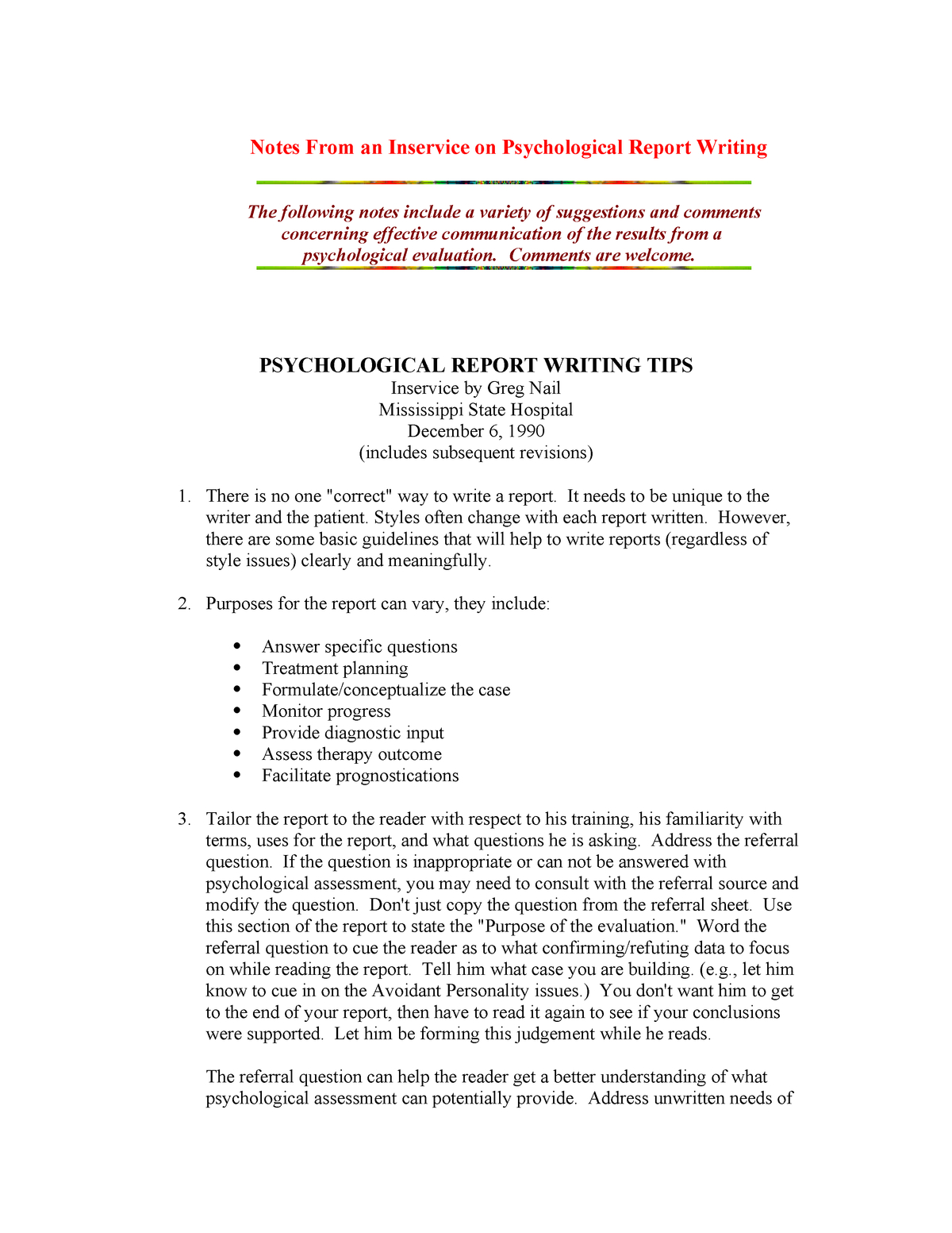 Tips In Psychological Report Writing – Psych 522 – Studocu Within Monitoring And Evaluation Report Writing Template