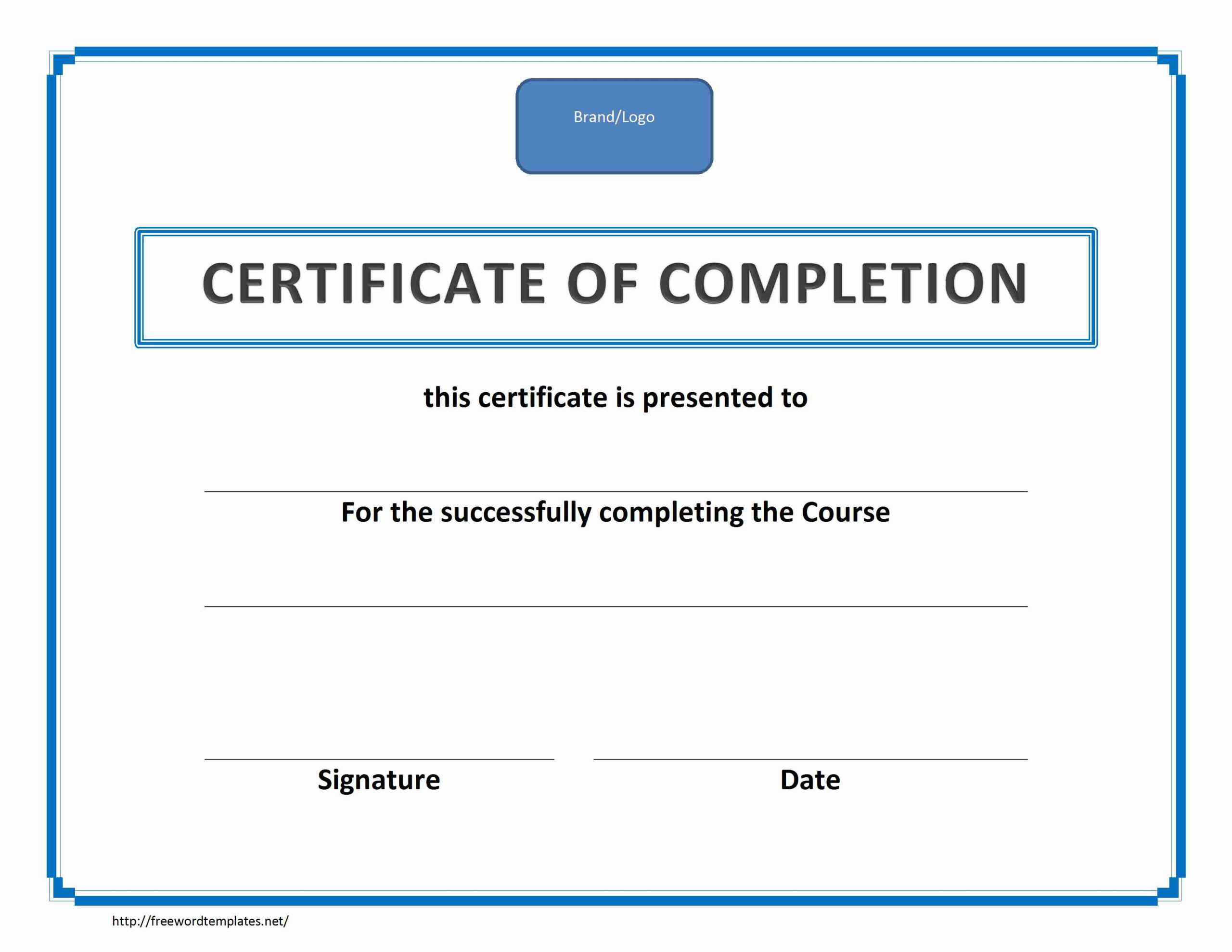 Training Certificate Template Pdf | Blank Certificates Regarding Training Certificate Template Word Format