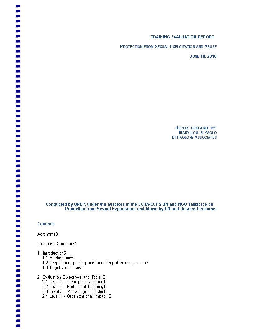 Training Evaluation Report | Templates At With Training Feedback Report Template