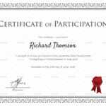 Training Participation Certificate Template For Certificate Of Participation Template Word
