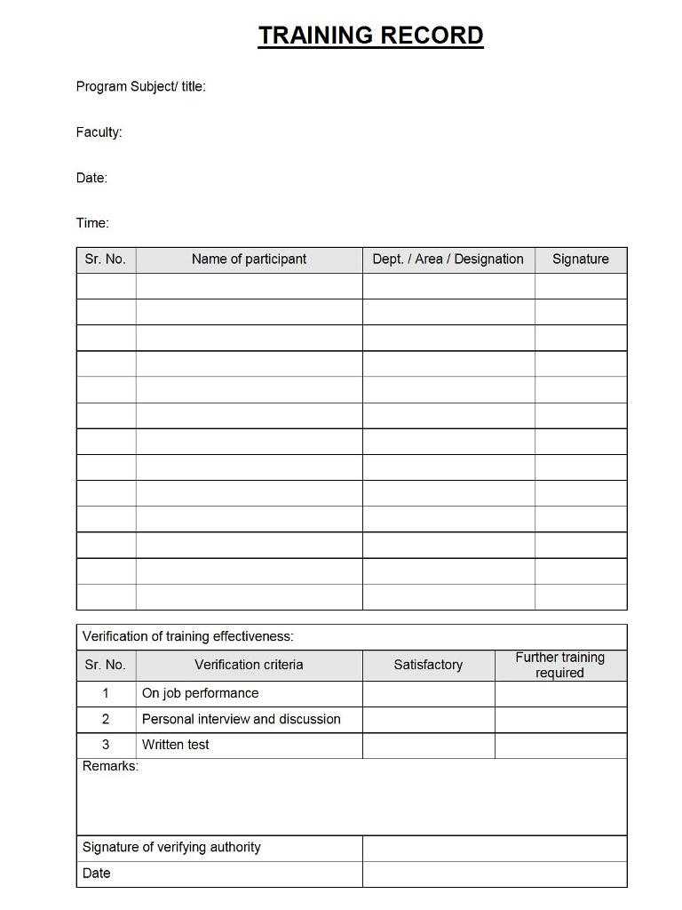 Training Record Format - Throughout Training Report Template Format