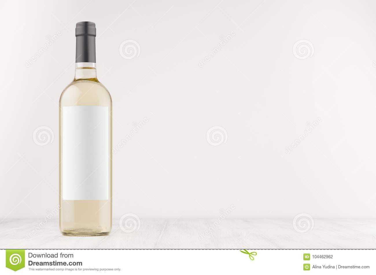 Transparent White Wine Bottle With Blank White Label On For Blank Wine Label Template