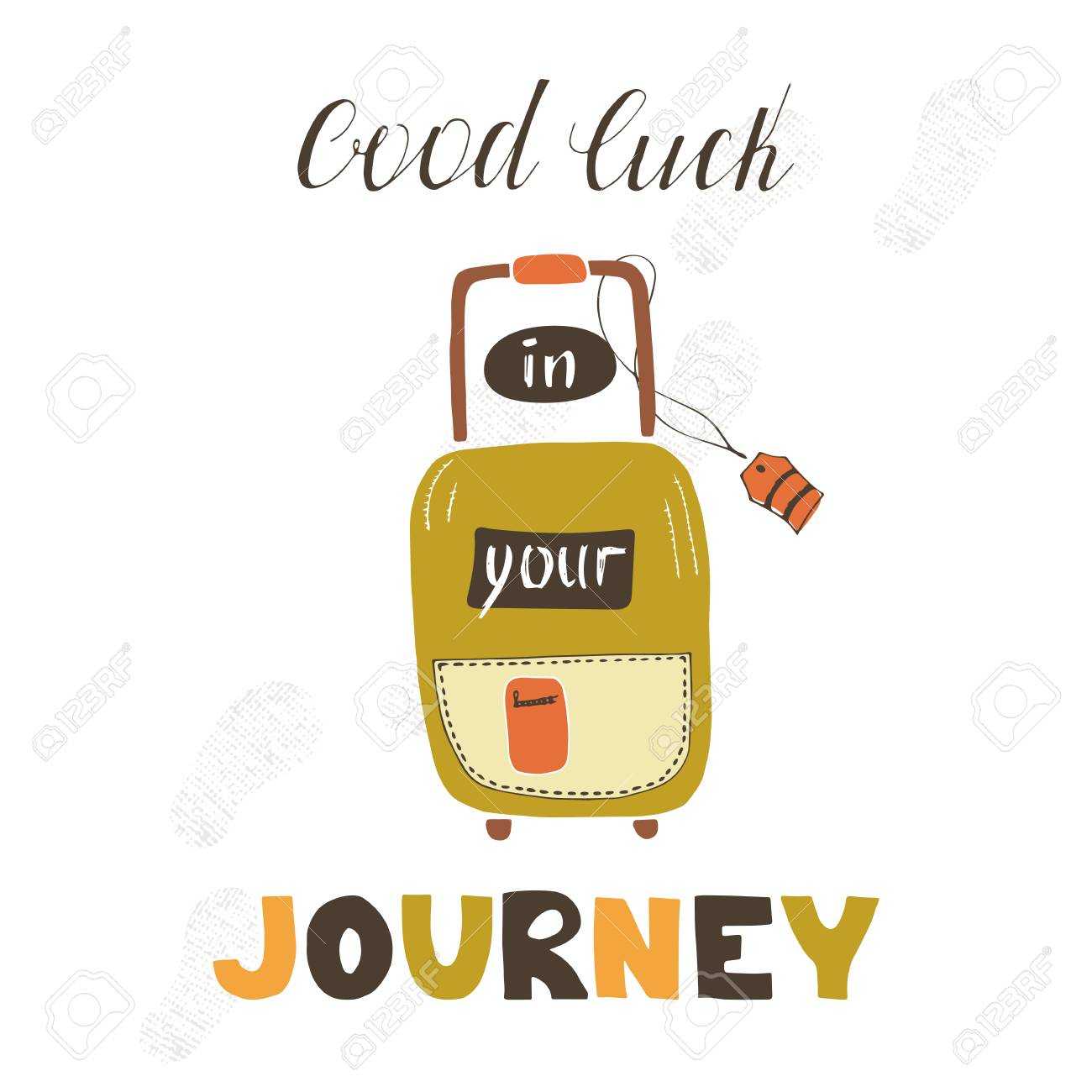 Travel Card Template With Suitcase. Greeting Postcard With Hand.. Intended For Good Luck Banner Template