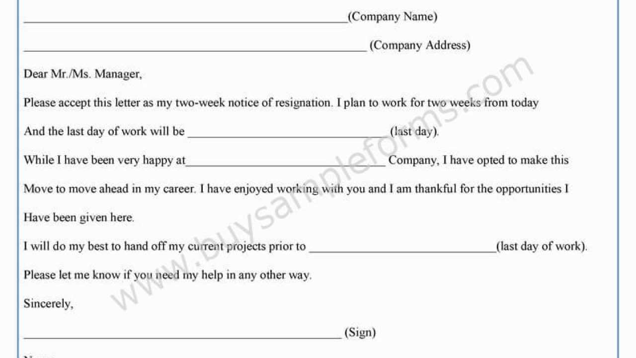 Two Week Notice Form Template In Word, Sample Format | Buy In Two Week Notice Template Word