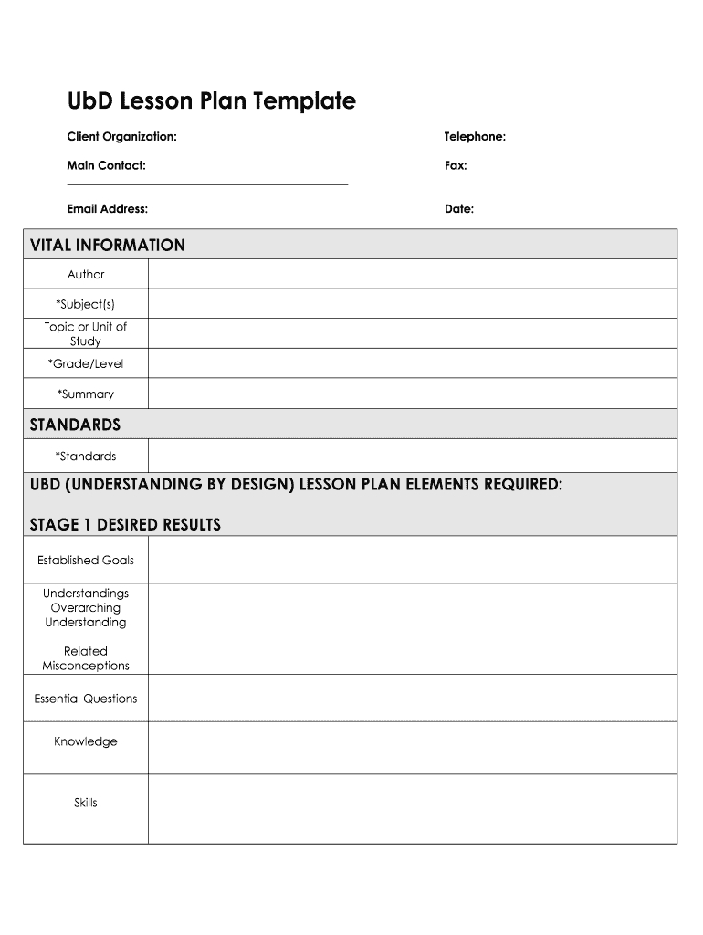 Ubd Template – Fill Online, Printable, Fillable, Blank Pertaining To Blank Unit Lesson Plan Template