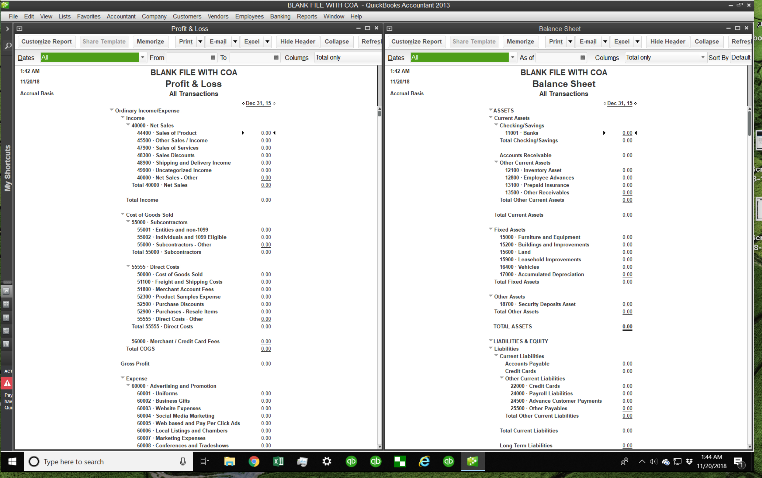 Ultimate Chart Of Accounts For Quickbooks Online And Desktop With Quick Book Reports Templates