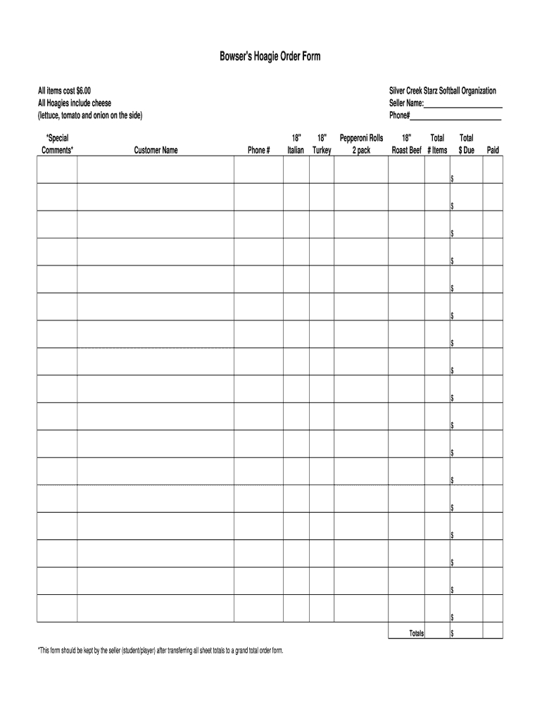 Uniform Order Form - Fill Online, Printable, Fillable, Blank Within Blank Fundraiser Order Form Template