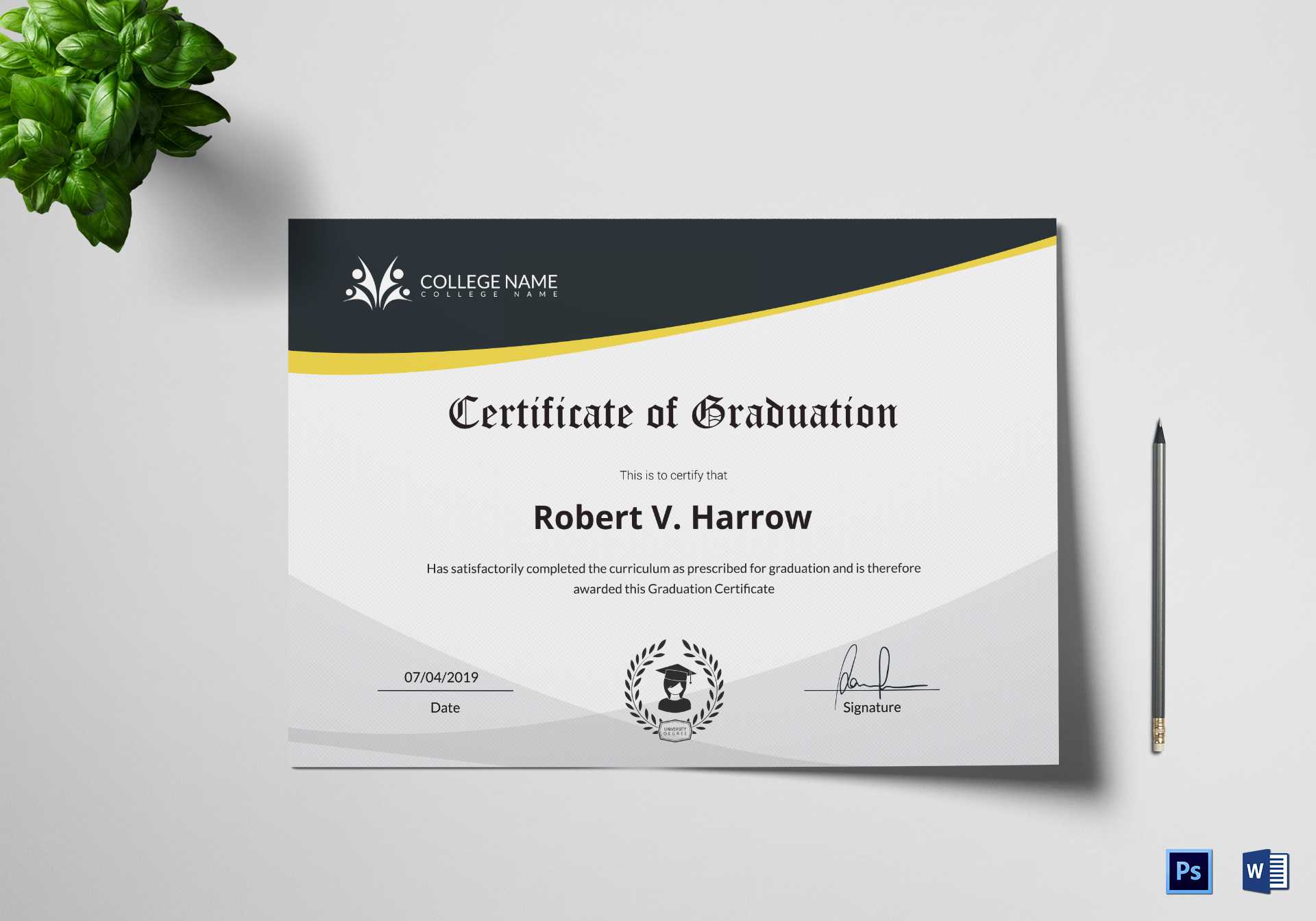 Universal College Graduation Certificate Template With Graduation Certificate Template Word