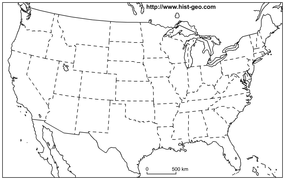 Us States Blank Map (48 States) In United States Map Template Blank