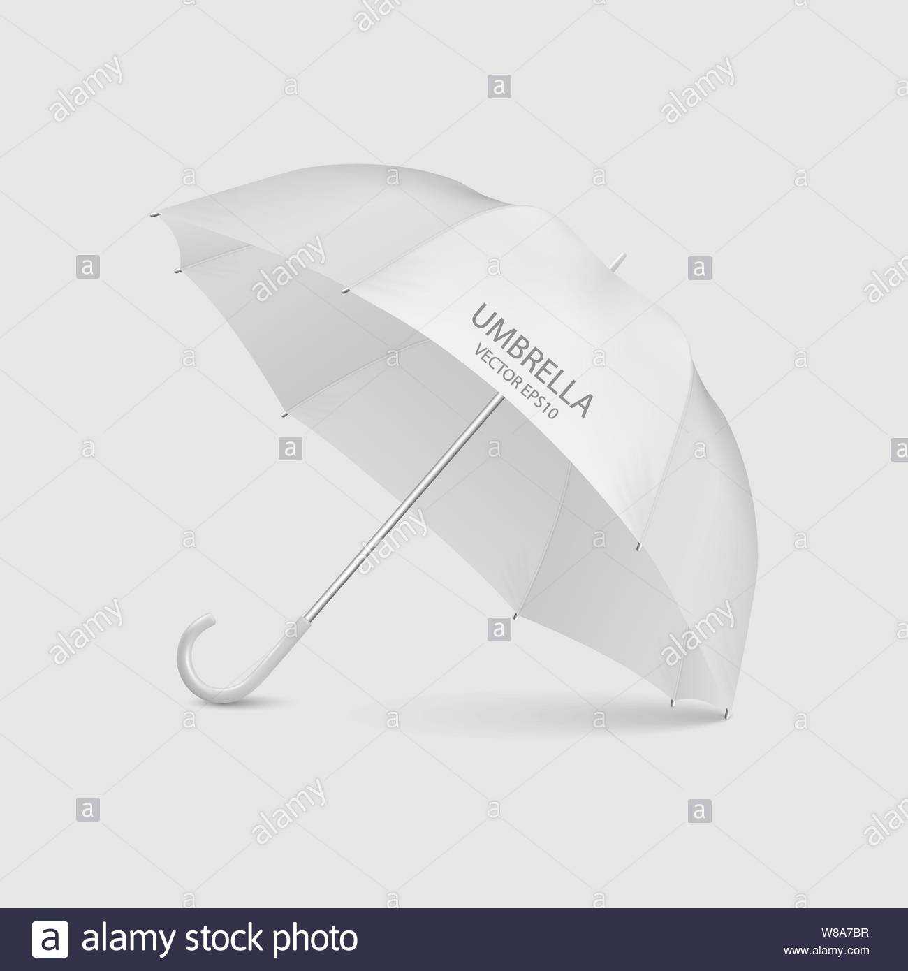 Vector 3D Realistic Render White Blank Umbrella Icon Closeup Inside Blank Umbrella Template