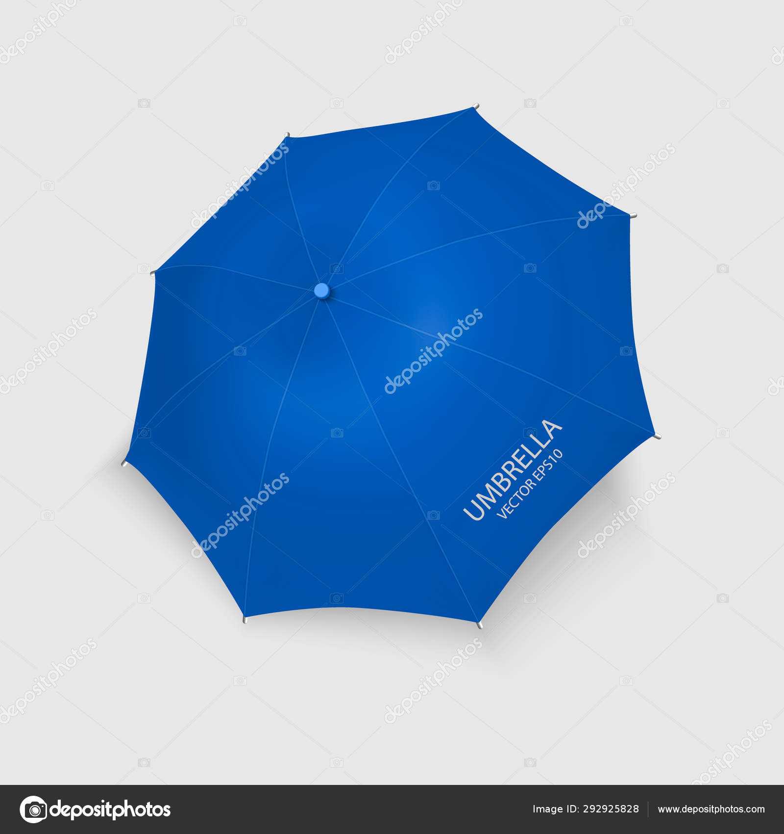 Vector 3D Realistic Renderblue Blank Umbrella Icon Closeup Inside Blank Umbrella Template