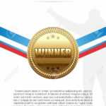 Vector Champion Trophies Of Gold Medal With Ribbon Congratulation.. Pertaining To Congratulations Banner Template