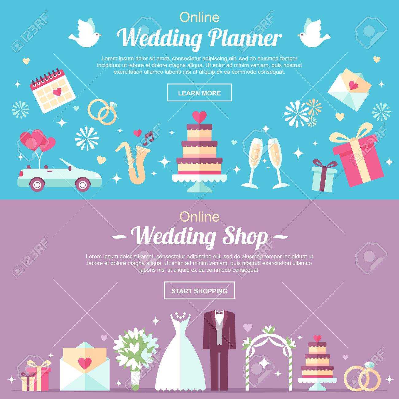 Vector Header And Banner Design Templates. For Online Wedding.. Throughout Wedding Banner Design Templates