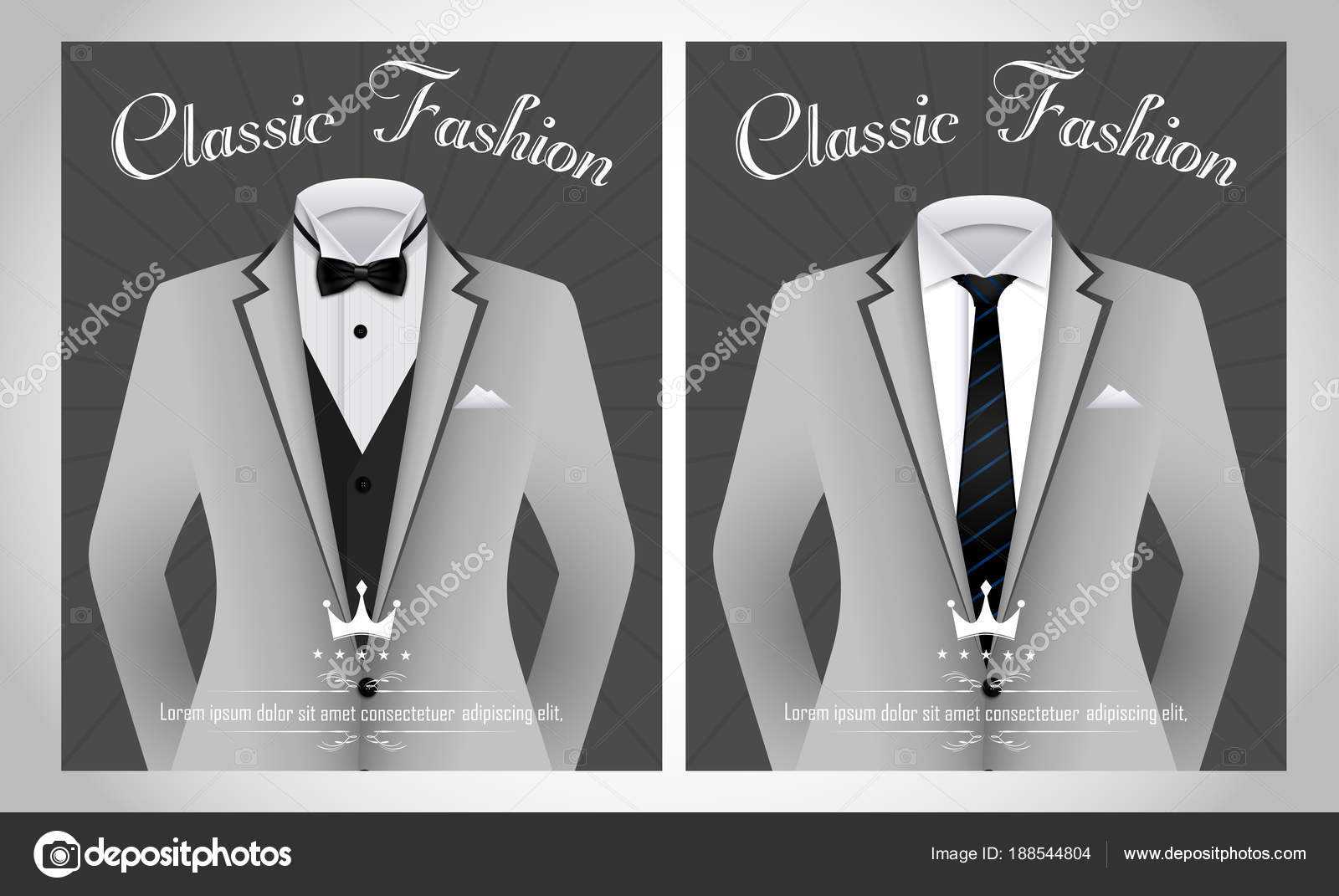 Vector Illustration Business Suit Template Black Tie White Regarding Tie Banner Template
