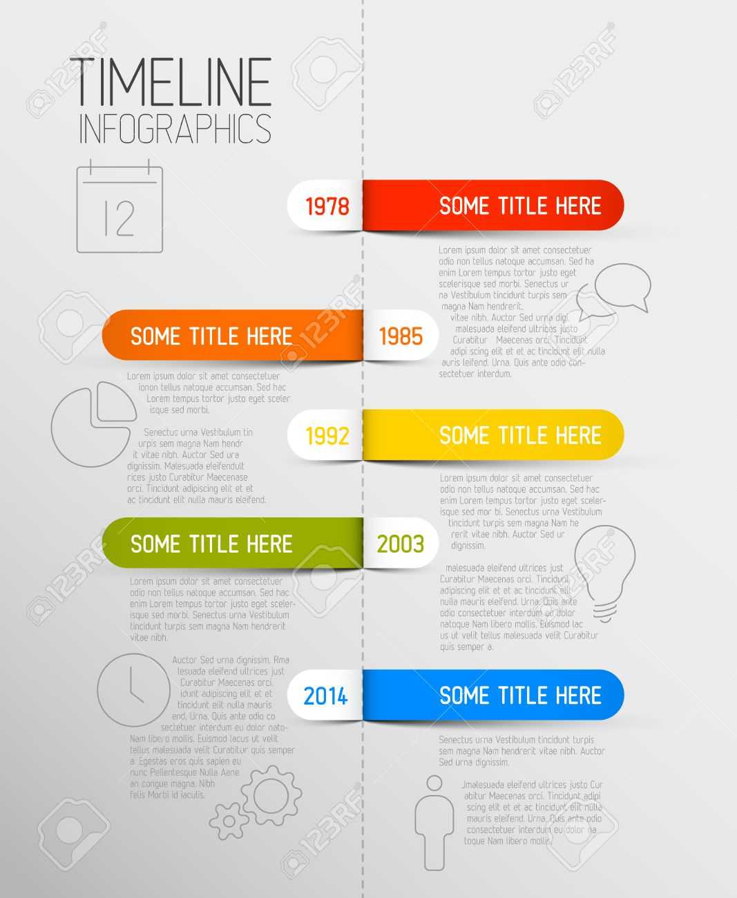 Vector Infographic Timeline Report Template With Icons And Rounded Labels Pertaining To Rma Report Template