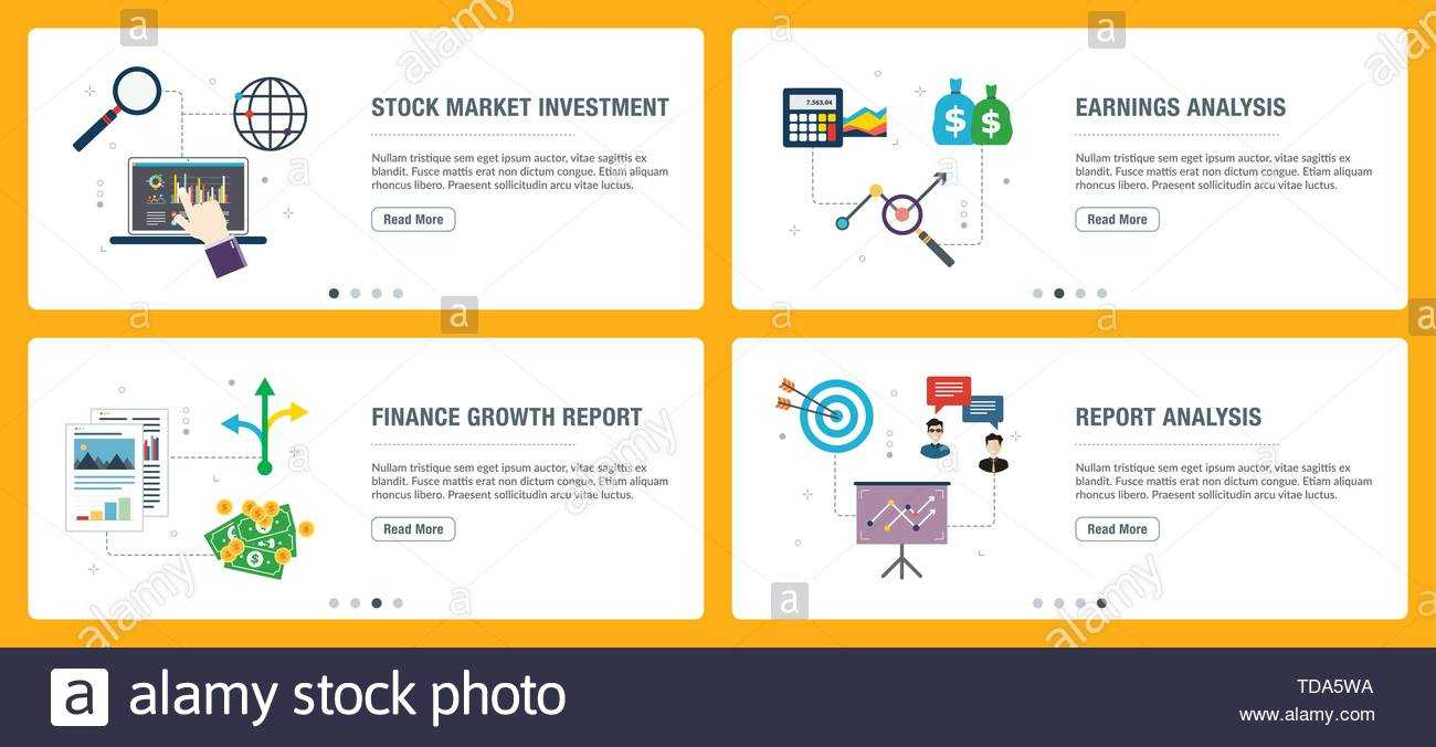 Vector Set Of Vertical Web Banners With Stock Market In Stock Analysis Report Template