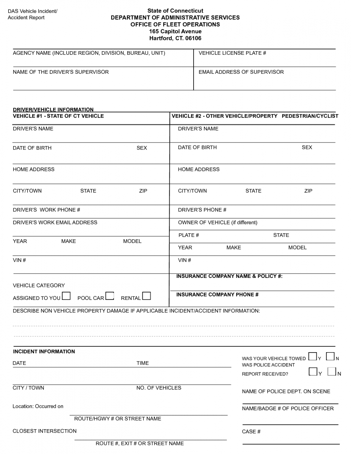 Vehicle Incident Report Template For Vehicle Accident Report Form Template