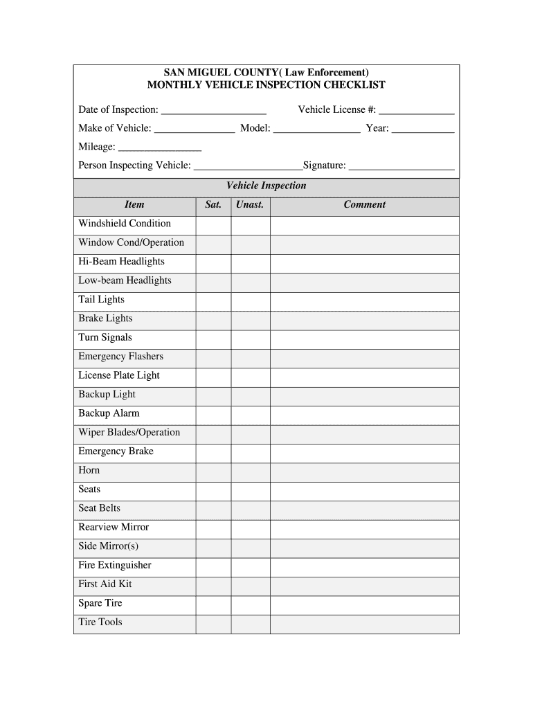 Vehicle Inspection Checklist - Fill Online, Printable Within Vehicle Checklist Template Word