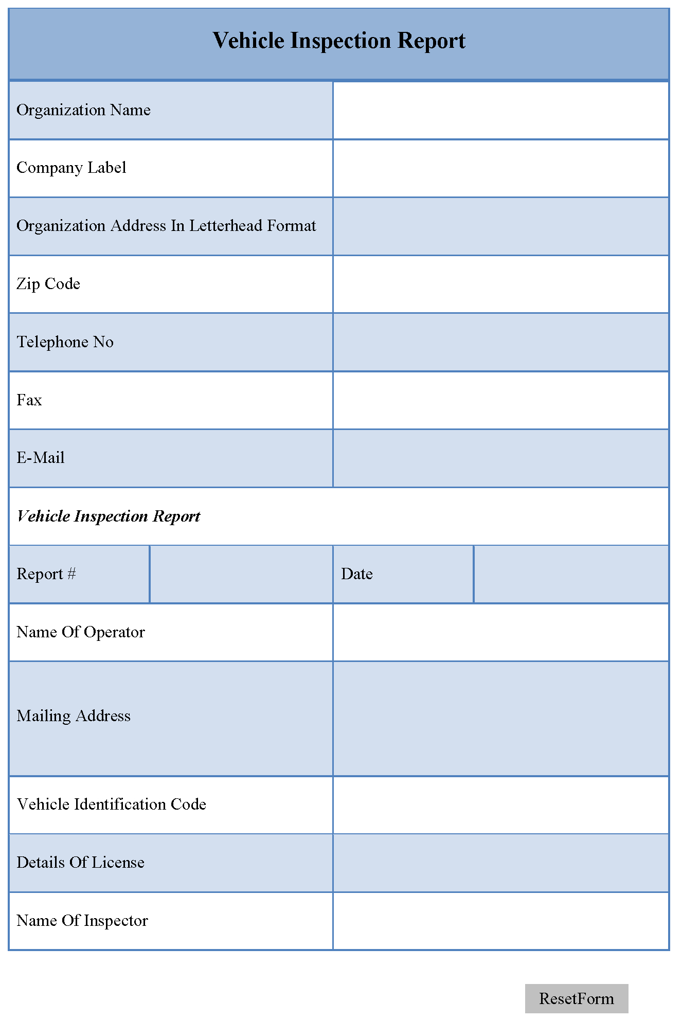 Vehicle Inspection Report Template | Editable Forms Regarding Vehicle Inspection Report Template