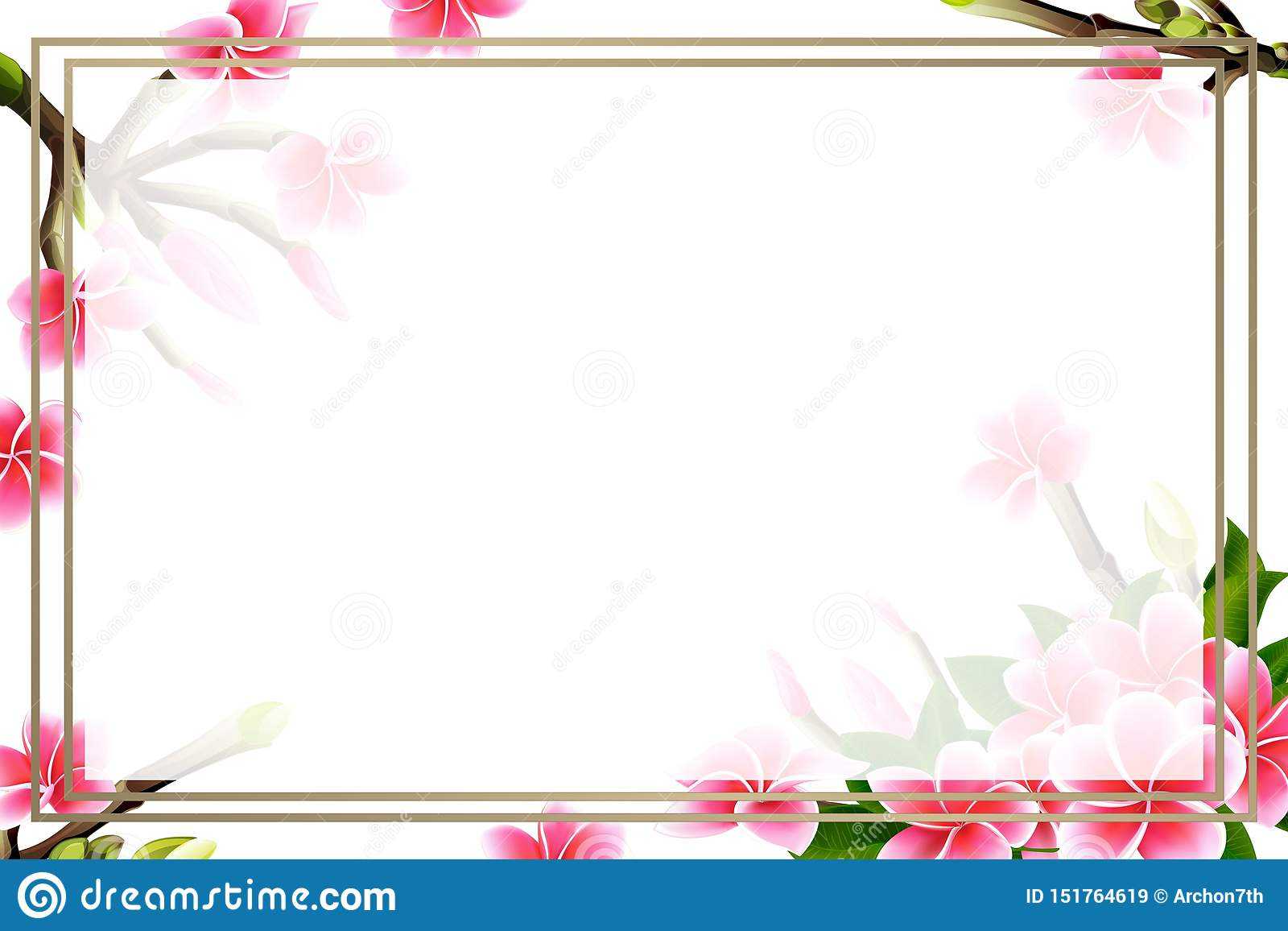 Wedding Invitation Card Floral Plumeria Frame And Lettering For Blank Templates For Invitations