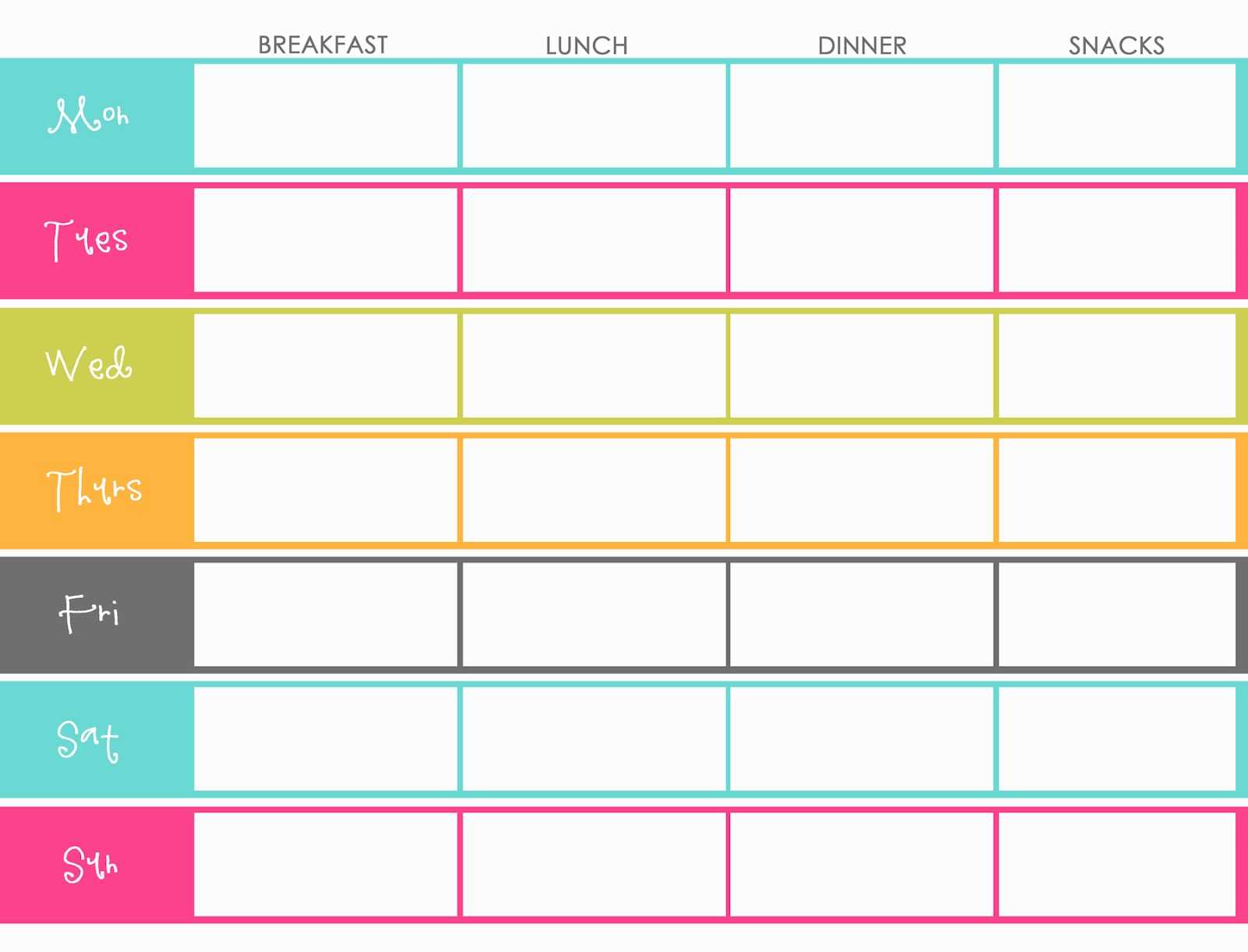 Weekly Meal Planner For Family Templates | Printable Weekly With Regard To Weekly Meal Planner Template Word