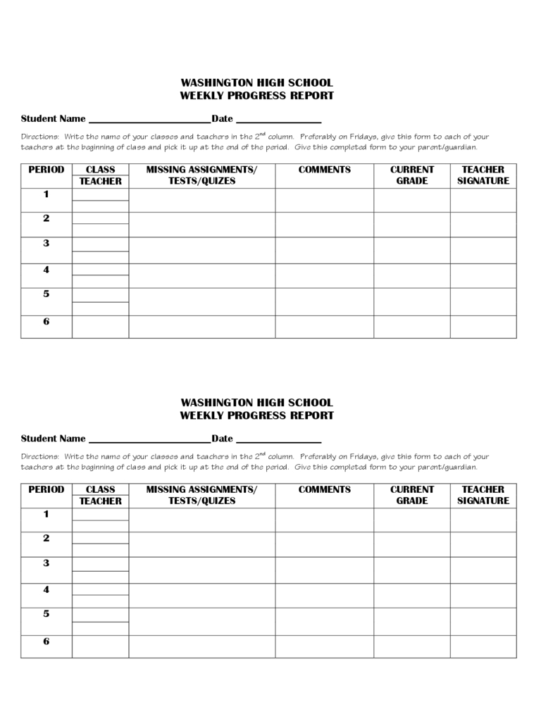 Weekly Progress Report Template - 3 Free Templates In Pdf For High School Progress Report Template