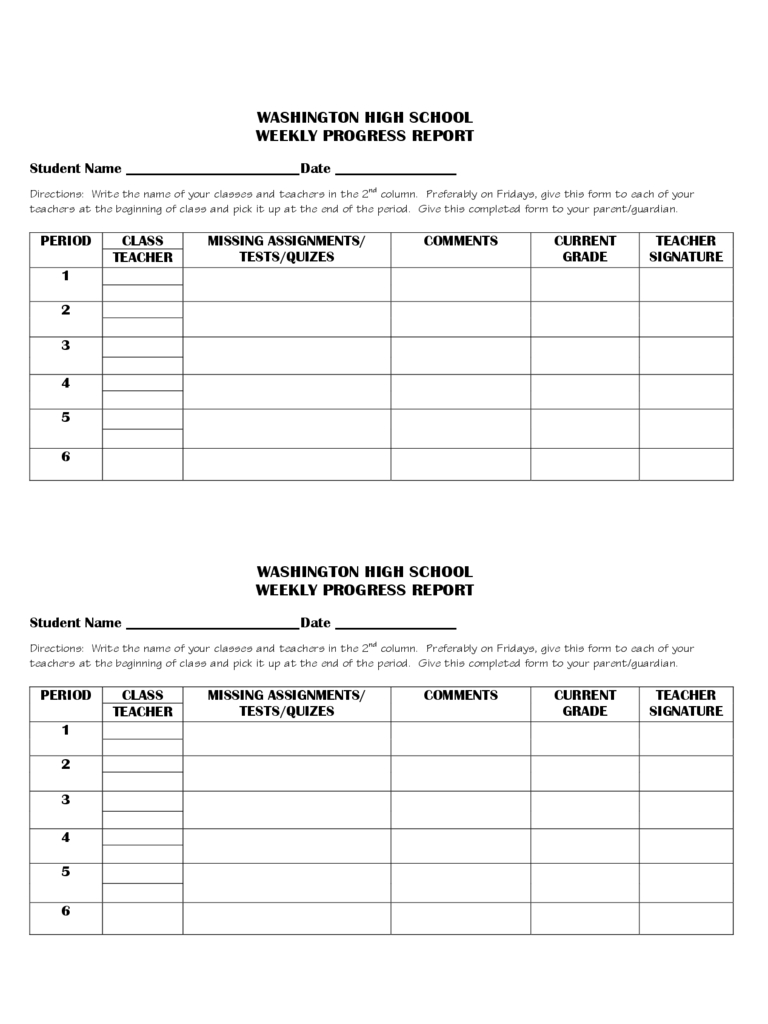 Weekly Progress Report Template – 3 Free Templates In Pdf For High School Progress Report Template