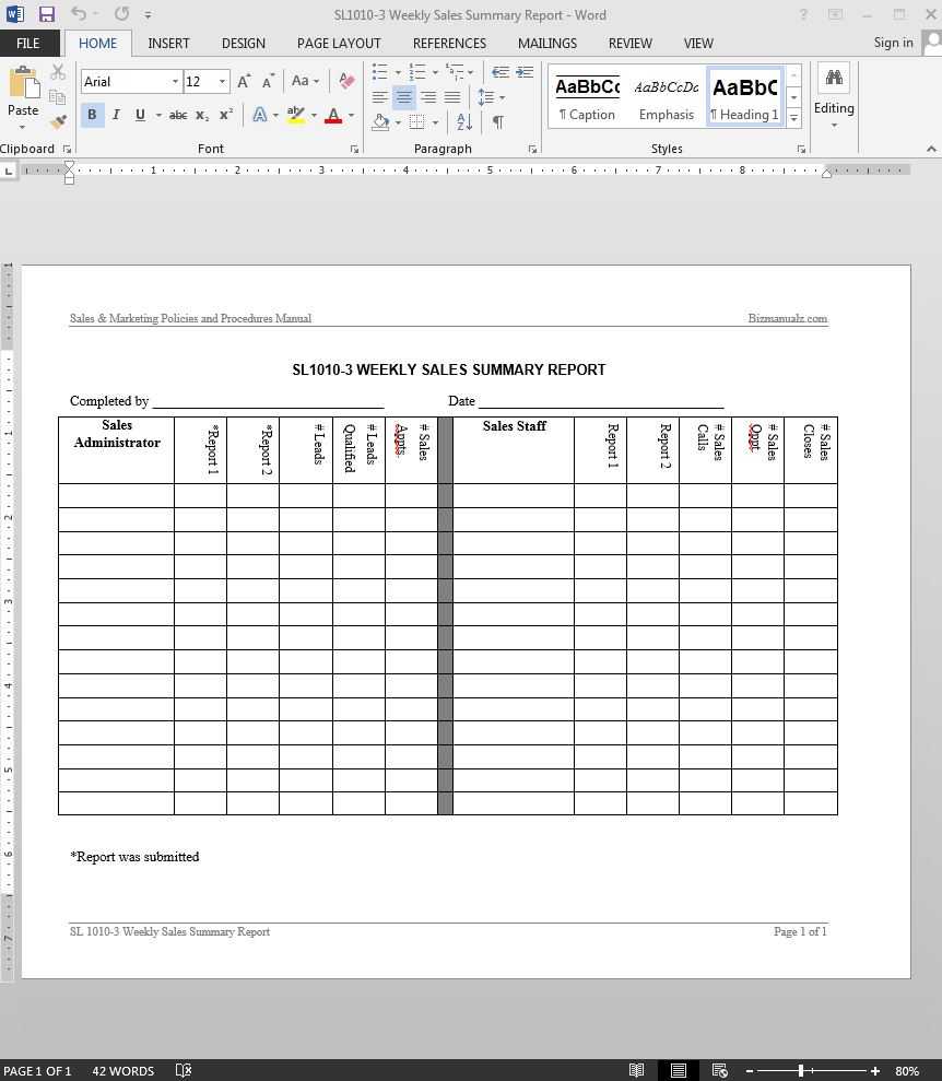 Weekly Sales Summary Report Template | Sl1010 3 Intended For Test Summary Report Template