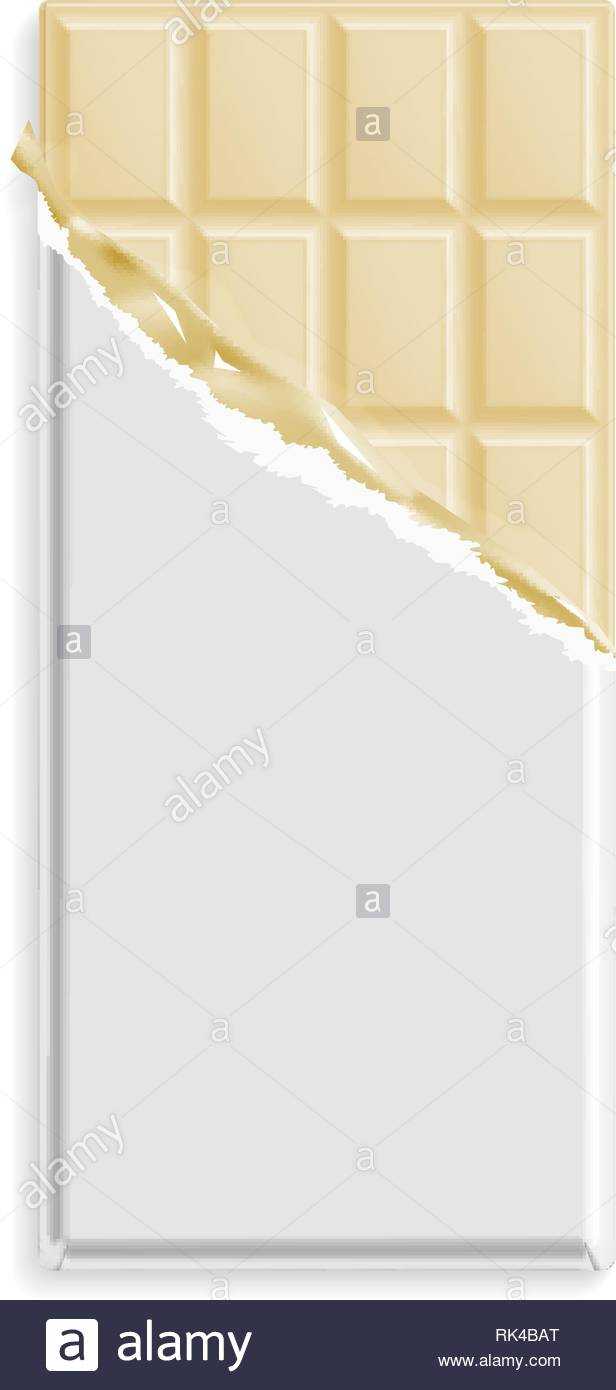 White Chocolate Bar In A Blank Wrapper Mock Up. Sweet For Blank Candy Bar Wrapper Template