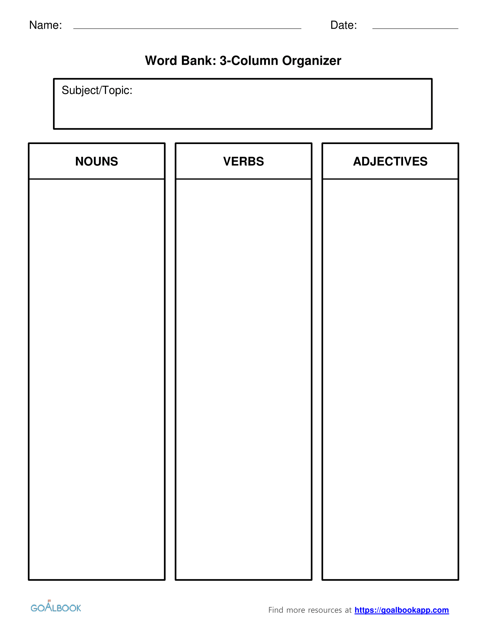 Word Bank | Udl Strategies – Goalbook Toolkit Intended For Personal Word Wall Template