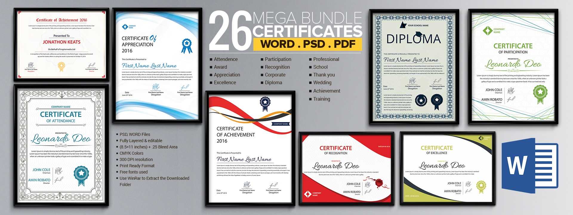 Word Certificate Template – 53+ Free Download Samples For Blank Certificate Templates Free Download